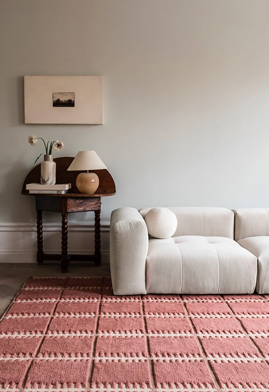 Red wool rug from Swedish Layered