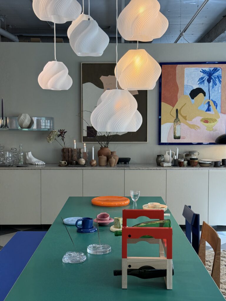 Creme Atelier ceiling lamps hanging in the store Vallgatan 12 in Gothenburg Sweden.