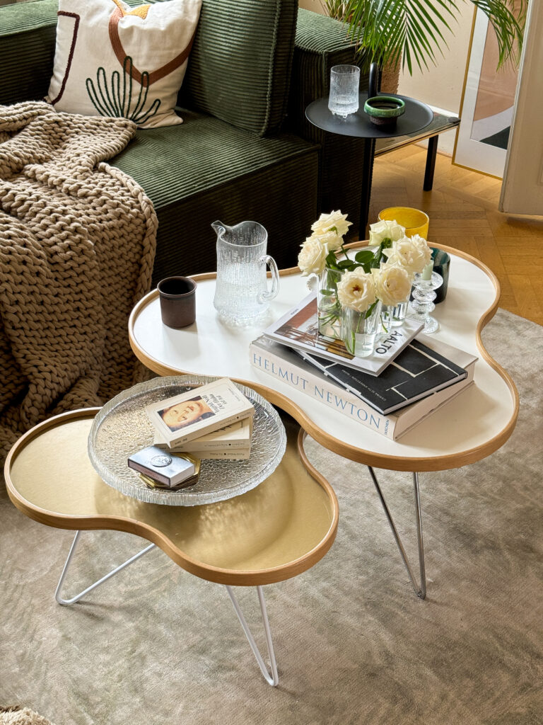 Swedese flower tables styled in a Scandinavian apartment.