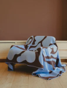 Linnea Anderrsson x Fine Little Day wool blanket in brown and blue