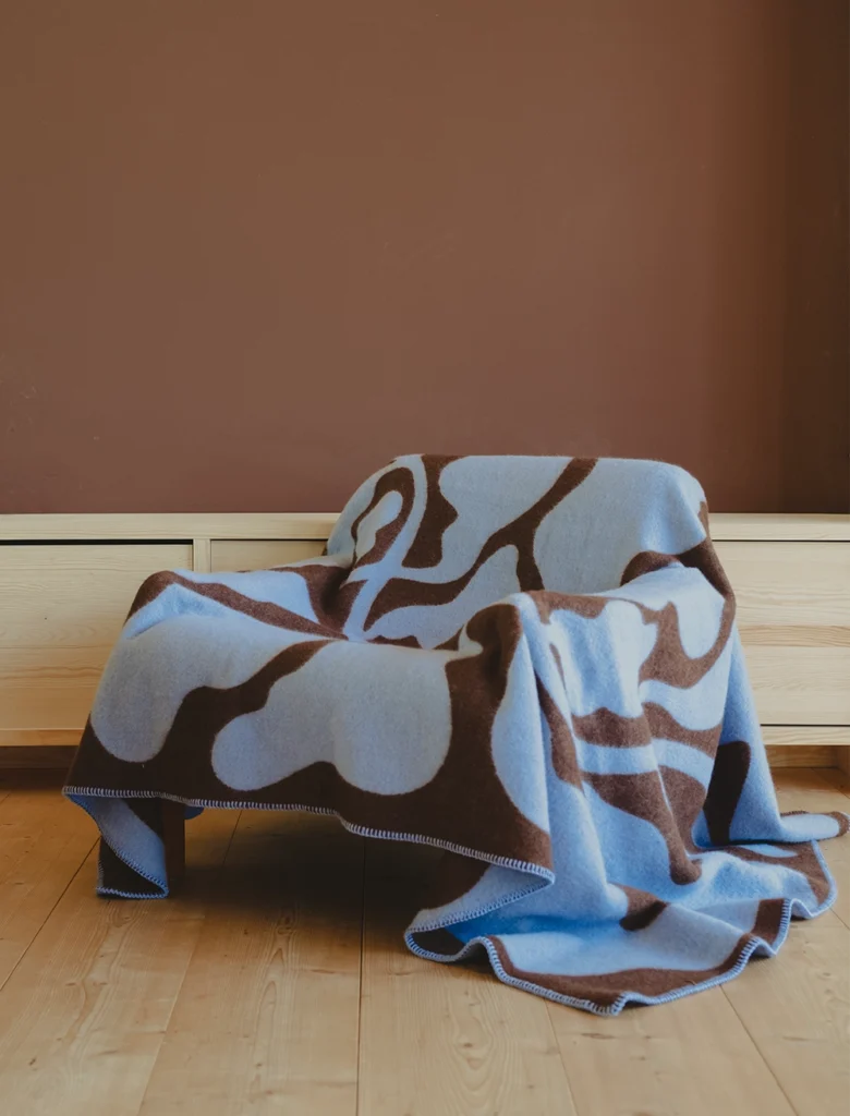 Linnea Anderrsson x Fine Little Day wool blanket in brown and blue